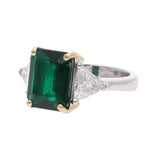 18ct White Gold Emerald and Diamond Three Stone Ring