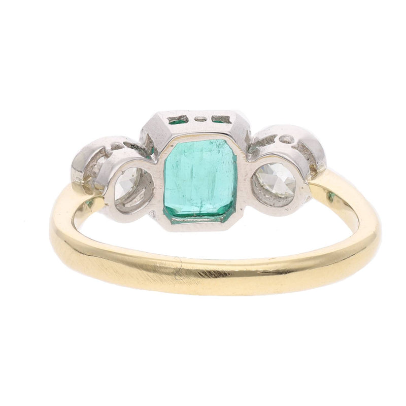 18ct Gold Emerald and Diamond Three Stone Ring