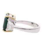 18ct White Gold Emerald and Diamond Three Stone Ring