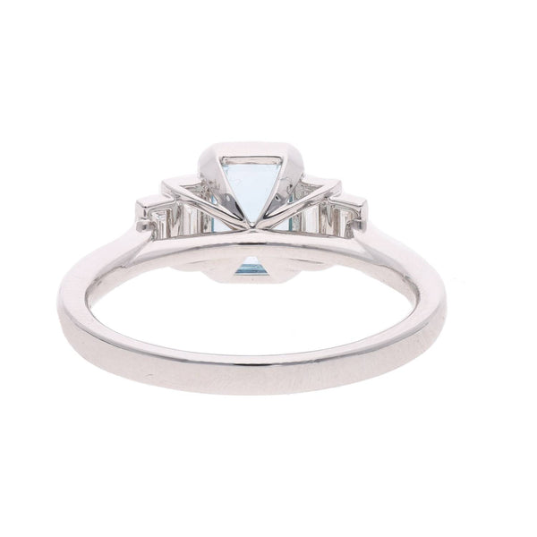 Aquamarine and Baguette Diamond Ring
