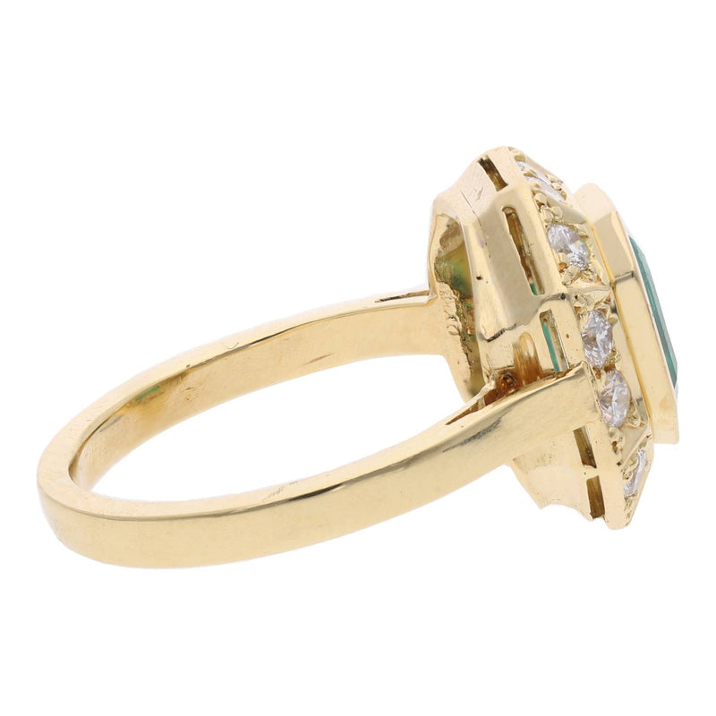 18ct Emerald and Diamond Cluster Ring