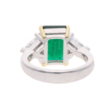 18ct White Gold Emerald and Diamond Three Stone Ring