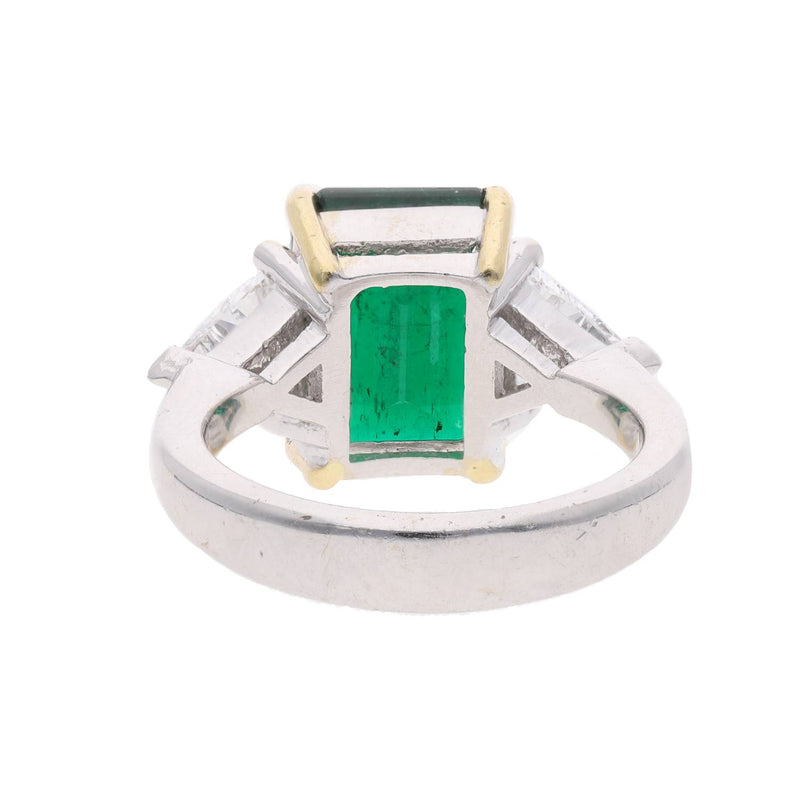 18ct White Gold Emerald and Diamond Three Stone Ring