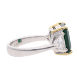 18ct White Gold Emerald and Diamond Three Stone Ring