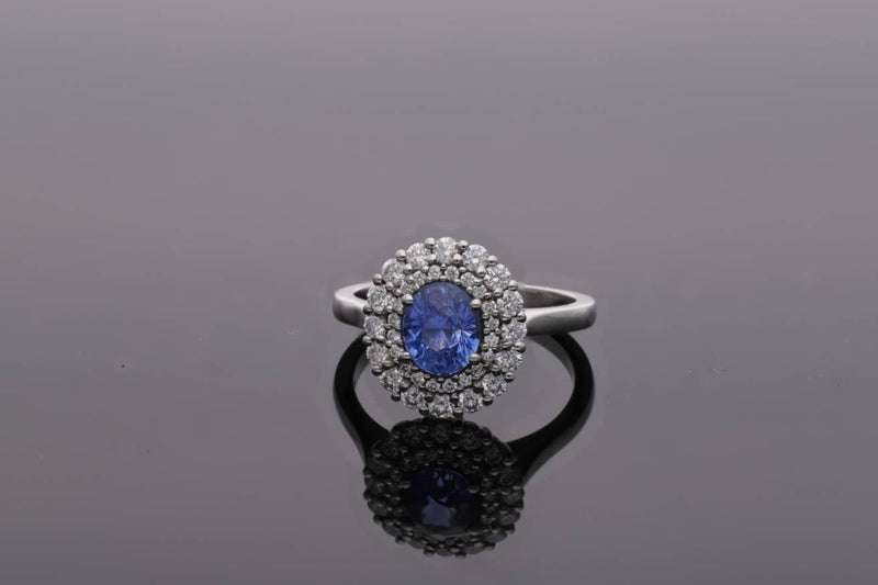 Sapphire and Diamond Cluster Ring