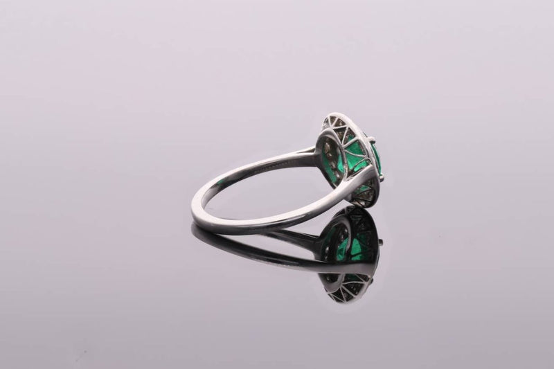 Emerald and Diamond Halo Ring