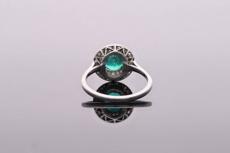 Emerald and Diamond Halo Ring