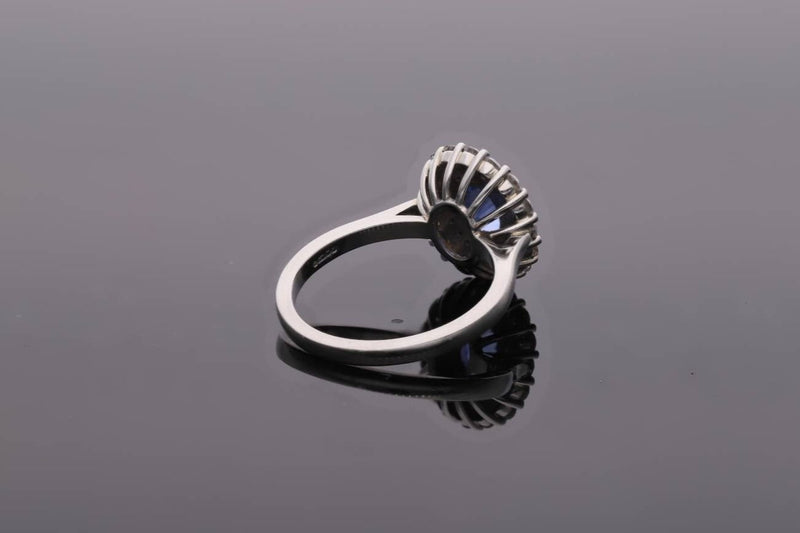 Sapphire and Diamond Cluster Ring