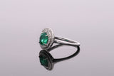 Emerald and Diamond Halo Ring