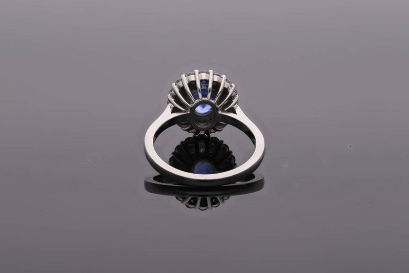 Sapphire and Diamond Cluster Ring