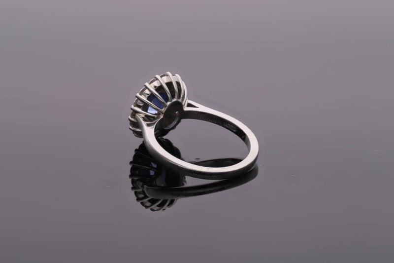Sapphire and Diamond Cluster Ring