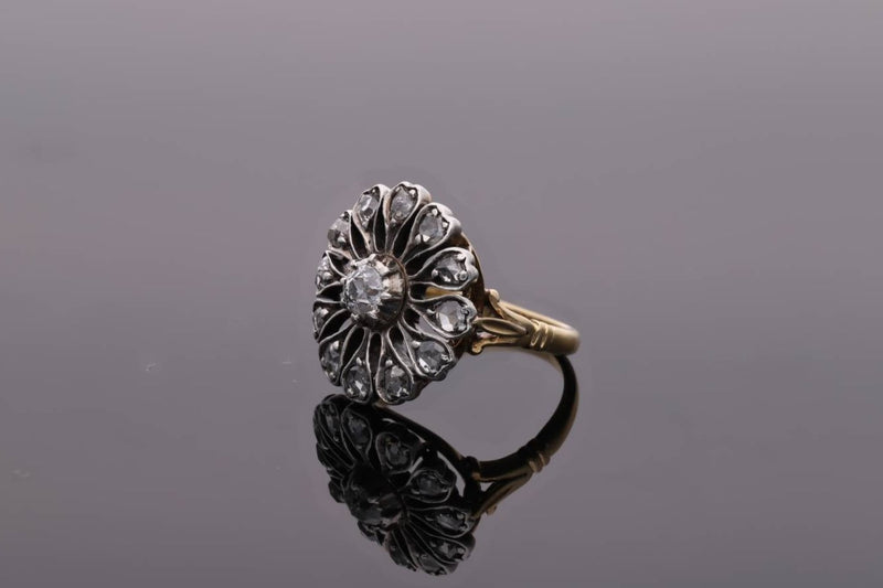 Victorian 18ct Gold and Diamond Cluster Ring