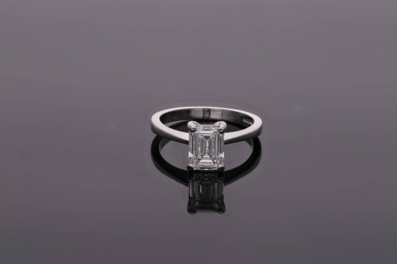 Platinum Emerald Cut Diamond Ring