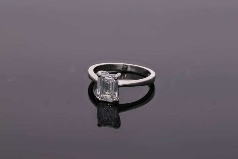 Platinum Emerald Cut Diamond Ring