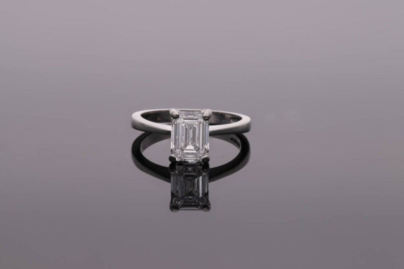 Platinum Emerald Cut Diamond Ring