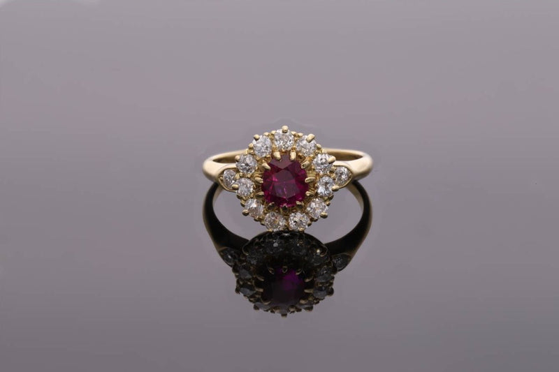 Ruby and Diamond Cluster Ring.