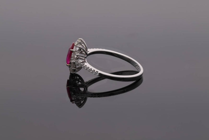 18ct White Gold Ruby and Diamond Cluster Ring