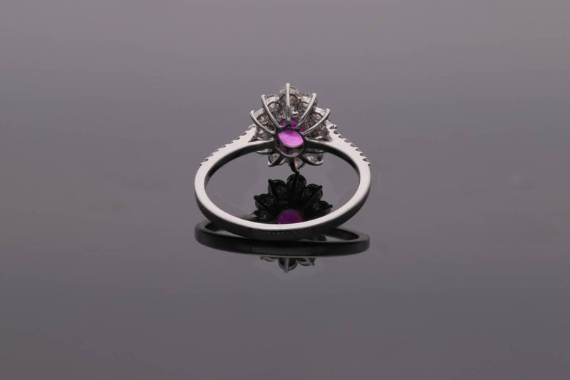 18ct White Gold Ruby and Diamond Cluster Ring