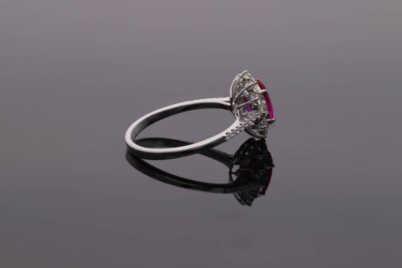 18ct White Gold Ruby and Diamond Cluster Ring
