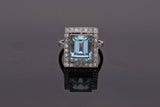 Platinum Aquamarine and Diamond Cluster Ring