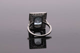 Platinum Aquamarine and Diamond Cluster Ring