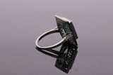 Platinum Aquamarine and Diamond Cluster Ring