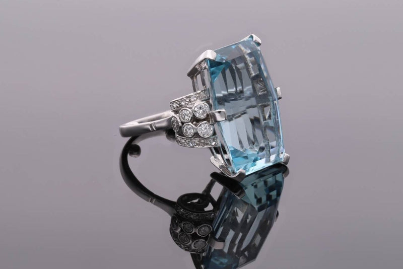 Aquamarine and Diamond Ring
