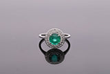 Emerald and Diamond Halo Ring