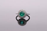 Emerald and Diamond Halo Ring