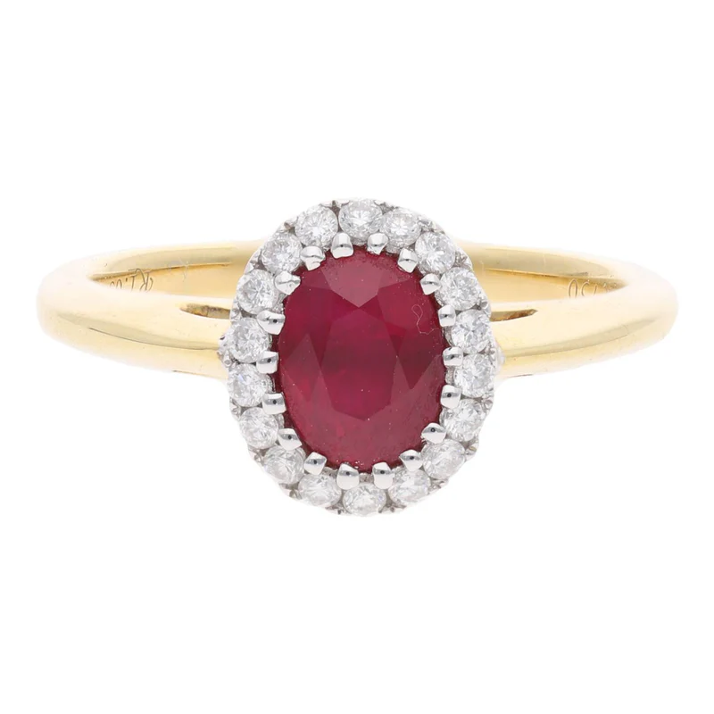 Ruby and Diamond Cluster Ring