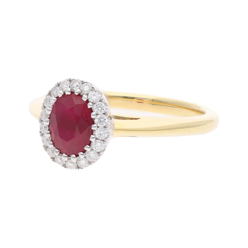 Ruby and Diamond Cluster Ring