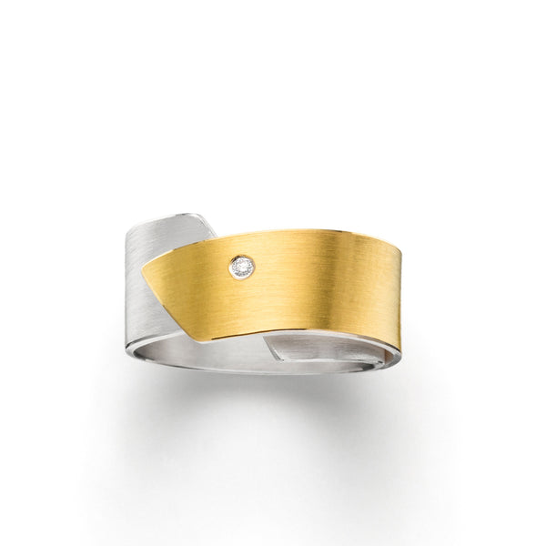 manu silver, gold & diamond ring