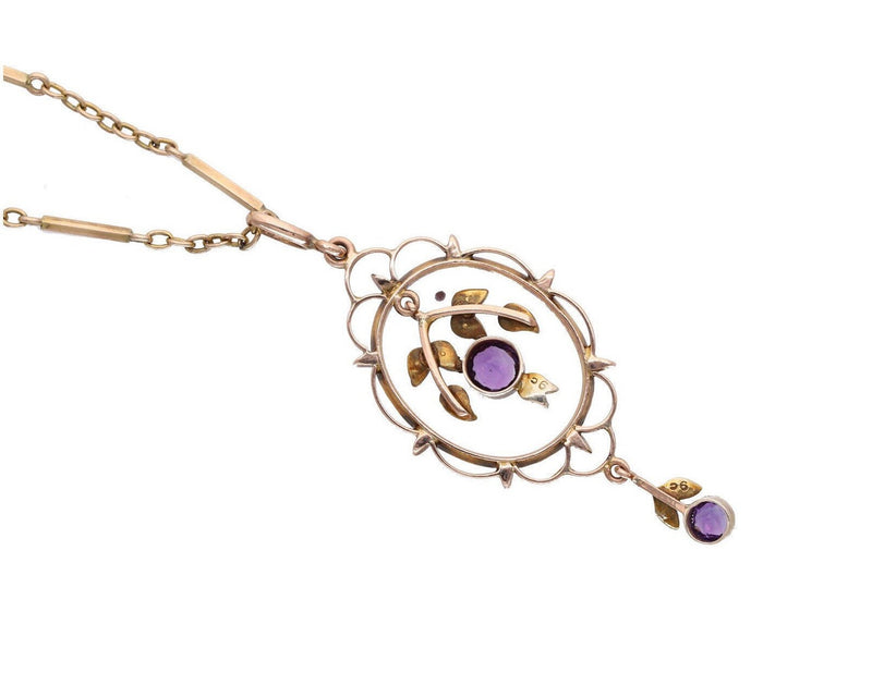 Antique Gold Amethyst and Pearl Necklace.