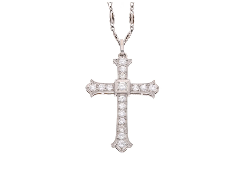 Platinum and Diamond Cross Necklace