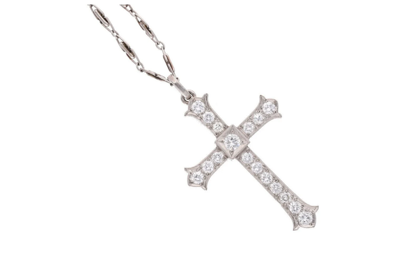 Platinum and Diamond Cross Necklace