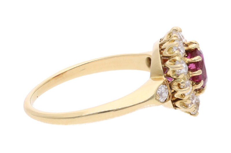 18ct Gold Ruby and Diamond Cluster Ring