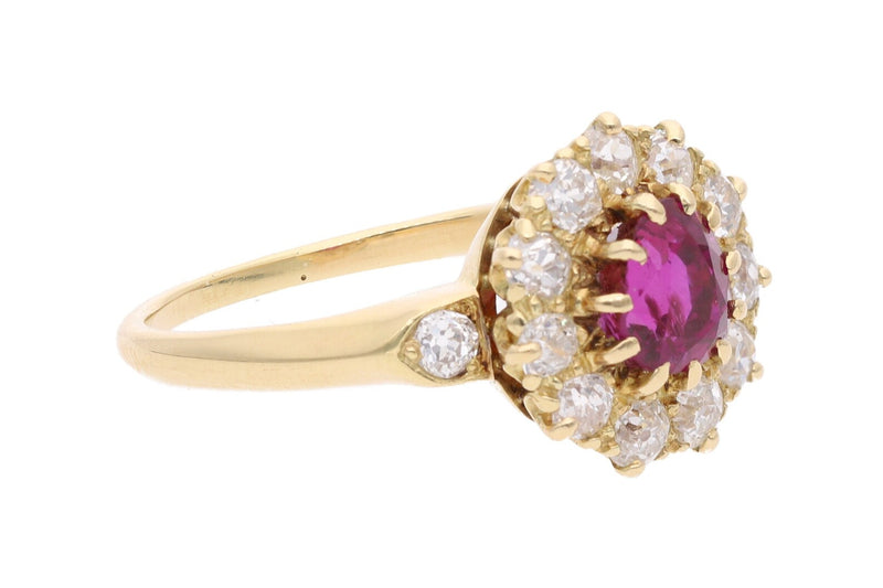 18ct Gold Ruby and Diamond Cluster Ring