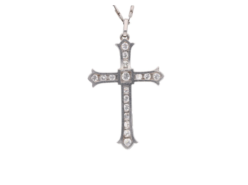 Platinum and Diamond Cross Necklace