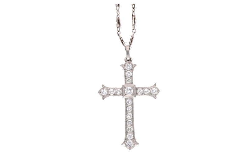 Platinum and Diamond Cross Necklace