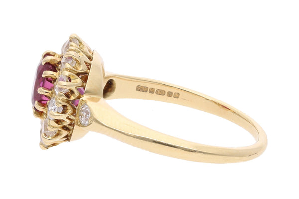18ct Gold Ruby and Diamond Cluster Ring