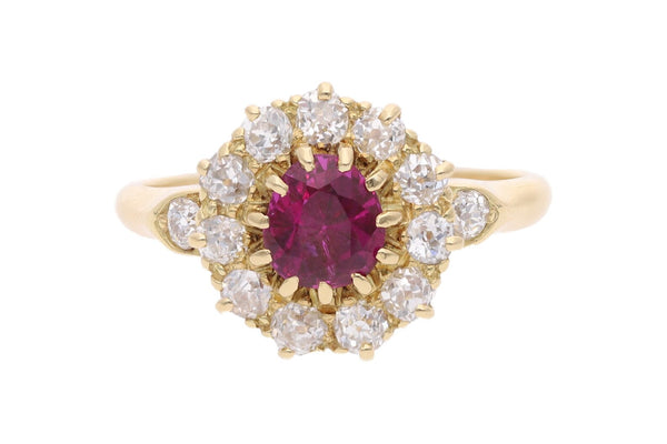 18ct Gold Ruby and Diamond Cluster Ring