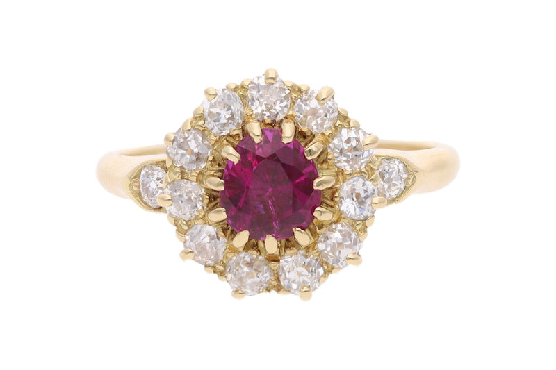 18ct Gold Ruby and Diamond Cluster Ring