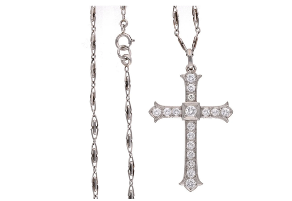 Platinum and Diamond Cross Necklace