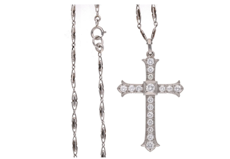 Platinum and Diamond Cross Necklace
